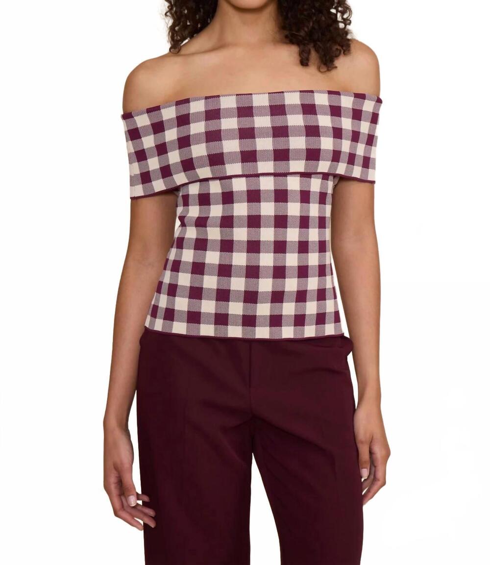 NEW LUCY PARIS illa off shoulder knit top in plum cream